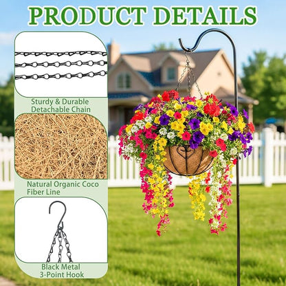 Hanging Planters for Outdoor Plants 4 Pack 12 inch Metal Hanging Flower Basket with Coco Coir Liner Wire Plant Holder Watering Flower Baskets Pot Hanger Garden Decoration for Indoor Outdoor(AXL)