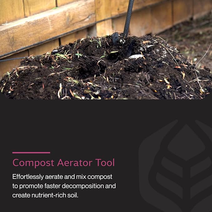 Yard Butler ICA-36 Compost Aerator - Lawn Care Tool for Aerating - Long-Handled - Power-Coated Steel Construction - Comfortable Cushioned Handles Garden Tool - Easy to Use