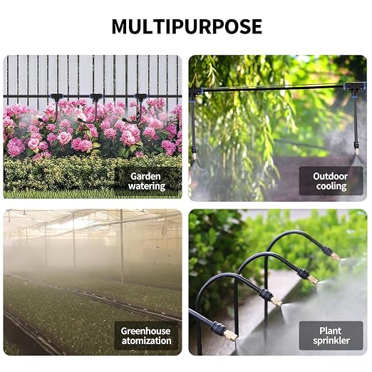 30FT Drip Irrigation System, Complete Garden Watering Kit with Rust-Proof Copper Nozzles - UV Stabilized Flexible Hose for Lawn, Greenhouse, Patio Plants