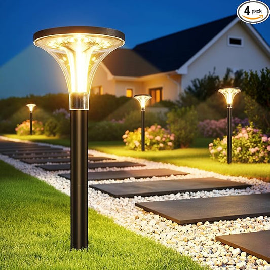 Tall Solar Pathway Lights Outdoor, 29" 200LM Ultra Bright, 4 Pack | Waterproof Garden Lights Solar Powered, Auto ON/Off, Outdoor Lighting for Yard Walkway Driveway Decor
