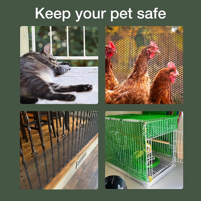 Maporch Plastic Chicken Wire Fencing for Pet Protection - 15.7" x 10ft, HDPE Hunter Green Chicken Wire - Garden Fence Animal Barrier for Dogs, Cats and Rabbits (2-Pack) | 15.7" x 10ft - HDPE Home and Garden Netting - UV Resistant - Customizable Balcony...