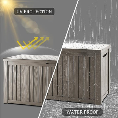 180 Gallon Resin Large Deck Box Organization and Storage Box for Patio, Outdoor Cushions, Garden Tools, Gray