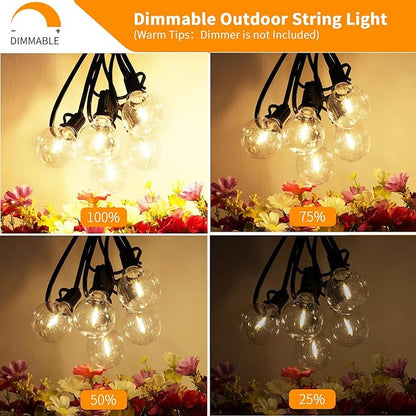 Svater Outdoor String Lights 120 FT, Patio Light with 63 Shatterproof LED Bulbs, Outside Plastic Hanging G40 Globe Lights for Cafe Market Bistro Backyard, Dimmable Warm White 2700K
