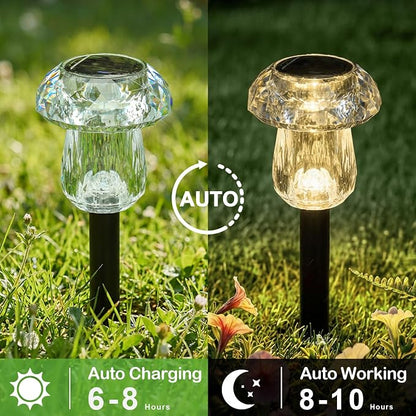 Solar Pathway Lights Outdoor 16 Pack Mushroom Garden Lights Waterproof Solar Powered Yard Lighting for Landscape, Driveway, Path, Walkway, Patio, Outside Garden Decorations, 3000K Warm White