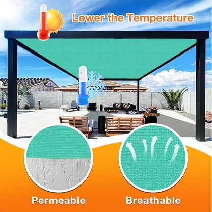 Artpuch Outdoor Pergola Shade Cover 8' X 14' Sun Shade Cloth with Grommets, 90% UV Protection Canopy Patio Privacy Screen (Customized Available) GN107, Turquoise