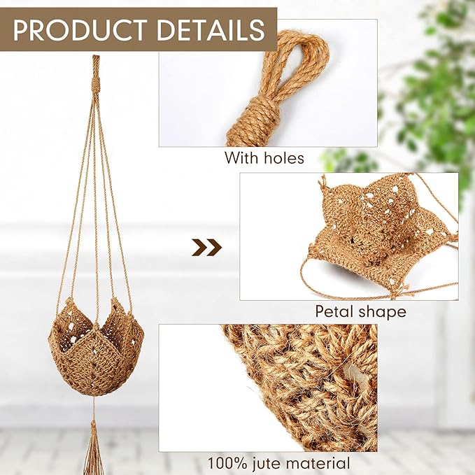 Shappy 1 Pack Boho Macrame Plant Hanger, Large Hanging Planter Plant Holder Pot Hanger Hanging Basket Wall Planters, Plants Lover Gift for Indoor Garden (Classic,Brown)