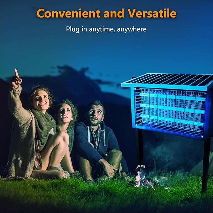 Heavy-Duty Big Solar Bug Zapper Outdoor for 8000 sq.ft with 30W Solar Panel | Rechargeable Solar Zapper with High Powered, Outdoor Solar Bug Zapper for Patio Garden Backyard Farm and Large Spaces