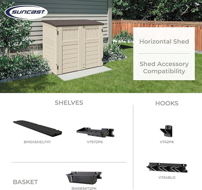 Suncast 4 Pack 34 Cu Ft Capacity Horizontal Outdoor Storage Shed for Garbage Cans, Garden Accessories, Backyard, and Patio Use, Vanilla