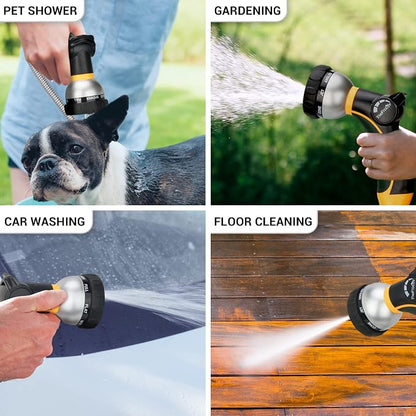 TheFitLife Flexible Metal Garden Hose - 50 FT Lightweight Stainless Steel Water Hose with Solid Fittings and Sprayer Nozzle - Leak Proof, Kink Free, Anti-rust, Large Diameter, Durable and Easy Storage