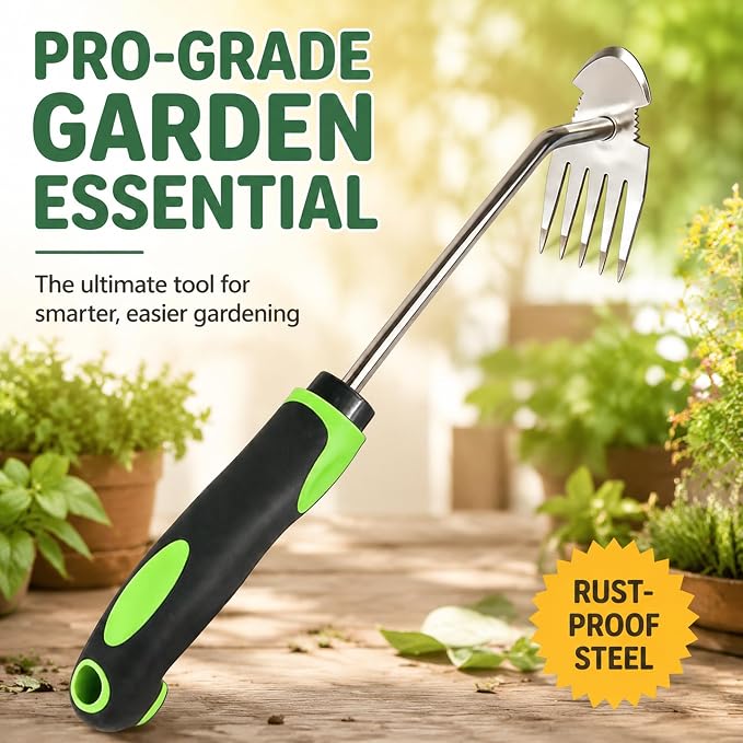 Moorrlii Weed Remover Tool, Hand Weeder Puller Tool, Portable Garden Weeder Tool for Vegetable Gardening Backyard Farm Planting & Uprooting Weeding Tool (Rubber Handle)