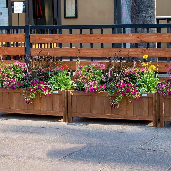 NatraHedge Hampton Classic Wooden Planter Box (44"" Lx15 Wx15 H) Brown | (Brown) Indoor and Outdoor Rectangular Garden Use for Patio Yard Greenhouse Vegatable Flowers and Herb | Weather Resistant