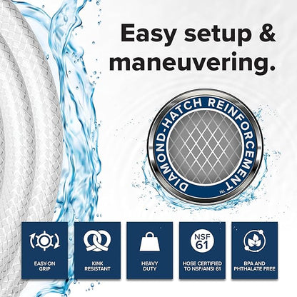 Camco TastePURE 50-Ft RV Drinking Water Hose - Contains No Lead, No BPA & No Phthalate - Features Diamond-Hatch Reinforced PVC Design - 5/8” Inside Diameter, Made in the USA (22793)