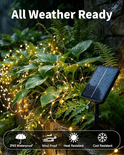 Solar Fairy String Lights 2 Pack Outdoor Remote Total 79FT 240LED Warm Multicolor 11 Mode Solar Powered Waterproof Copper Wire Twinkle String Light for Christmas Garden Tree Wedding Yard Decoration