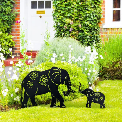 TIGGSY Elephant Metal Decorative Garden Stakes Elephant Gifts for Women/Men Elephant Lovers Gifts Silhouette Statues for Yard Art, Outside, Patio, Outdoor Decor, Garden Decorations, Lawn Ornament