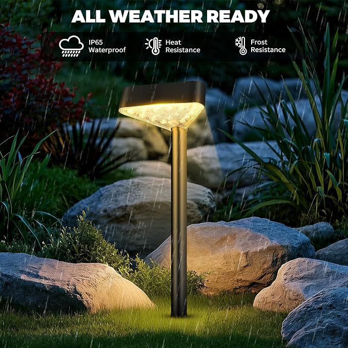 6 Pack Solar Pathway Lights Outdoor, Bright LED Solar Landscape Lights, Waterproof Solar Garden Lights for Yard, Patio, Walkway, Lawn, Driveway(Warm White, 6 Pack)