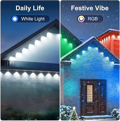 65.6FT Permanent Outdoor RGB Lights,IP67 Waterproof Smart LED Eaves Lights with App/Remote Control,for Christmas and All Holiday Decor,Daily and Accent Lighting,House Roof and Garden Lighting
