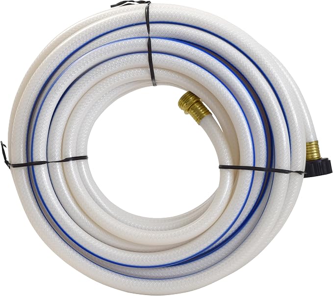 Valterra AquaFresh High Pressure Drinking Water Hose, Water Hose Hookup for RV - 1/2" x 50', White