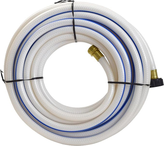 Valterra AquaFresh High Pressure Drinking Water Hose, Water Hose Hookup for RV - 1/2" x 50', White