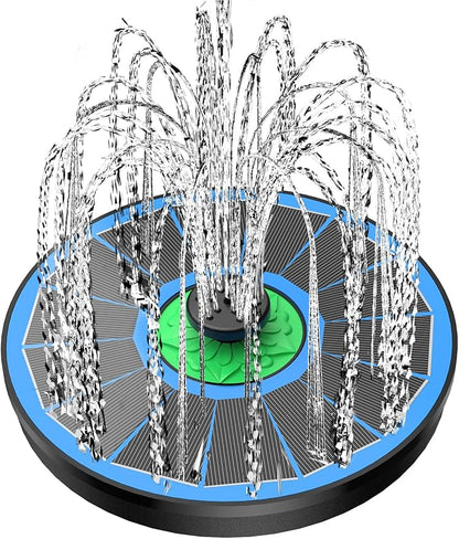 Yzert Solar Fountain Full Glass Panel No Battery, 3.5W Solar Bird Bath Fountains with 4 Fixed Rods & 7 Nozzles, Solar Fountain Pump for Bird Bath, Garden, Pond, Pool, Patio,Hummingbird