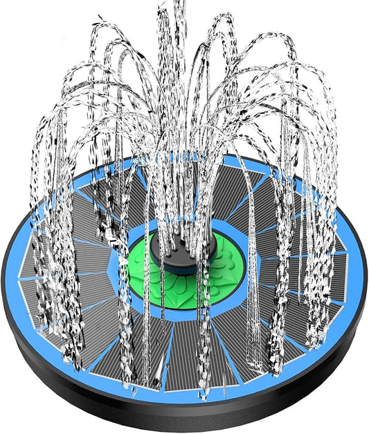 Yzert Solar Fountain Full Glass Panel No Battery, 3.5W Solar Bird Bath Fountains with 4 Fixed Rods & 7 Nozzles, Solar Fountain Pump for Bird Bath, Garden, Pond, Pool, Patio,Hummingbird