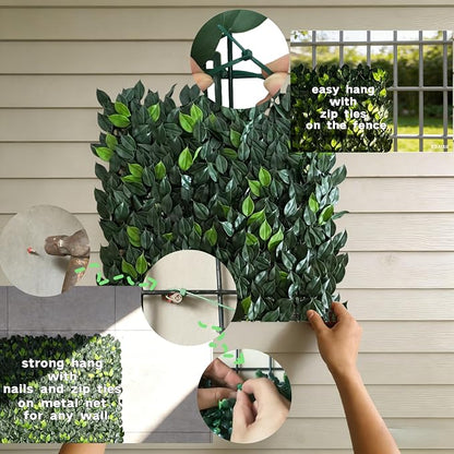 Artificial Grass Wall Panels 8Pcs 10"x10" Greenery Backdrop Fake Hedge Wall Panels Realistic UV-Resistant for Creating Privacy barriers on Balconies, patios, and backyards