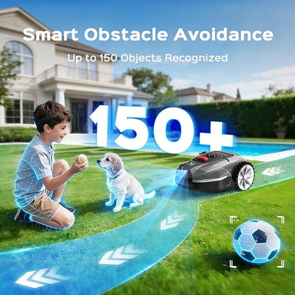 V3 Robotic Lawn Mower with AI Vision Obstacle Avoidance, Smart APP Control, Low-Noise Operation, Adjustable Cutting Height, No-Go Zones, Ideal Robot Lawn Mower for Lawns Up to 1600 Sq.Ft