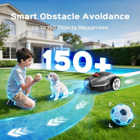 V3 Robotic Lawn Mower with AI Vision Obstacle Avoidance, Smart APP Control, Low-Noise Operation, Adjustable Cutting Height, No-Go Zones, Ideal Robot Lawn Mower for Lawns Up to 1600 Sq.Ft