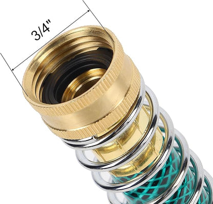 Triumpeek 2 Packs Garden Hose Extension Adapters, 5.7"L Hose Protectors with Coil Spring, Brass Hose/Pipe Connectors with 3/4" Threaded Hose Fittings