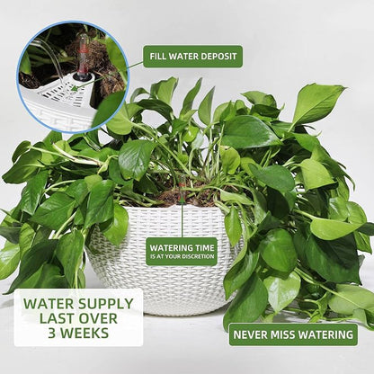 Dexceder 9 Inch Self Watering Hanging Planter (White) | Thickened Hanging Basket Flower Plant Pot with Water Level Indicator Indoor Outdoor