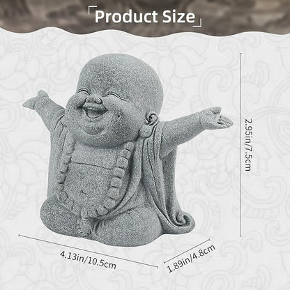 PineHaven Laughing Buddha Statue, Buddha Sandstone Statue, Feng Shui Decor for Wealth Good Luck,Zen Monk Statue Ornament for Home Garden Office Indoor Outdoor Decoration