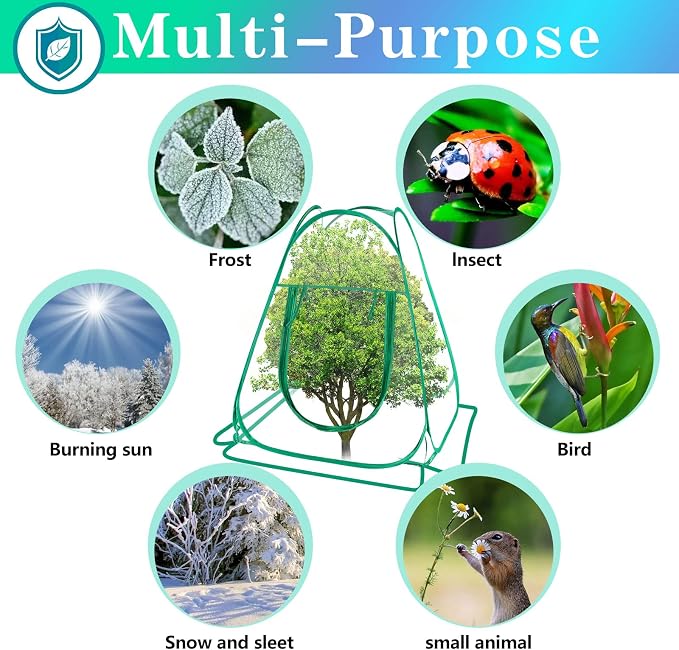 Pop Up Greenhouse Cover Transparent PVC Mini Greenhouse Outdoor with 4 Fixed Nails, Clear Portable Backyard Gardening Sunshine Tent for Cold Frost Protector Gardening Plants