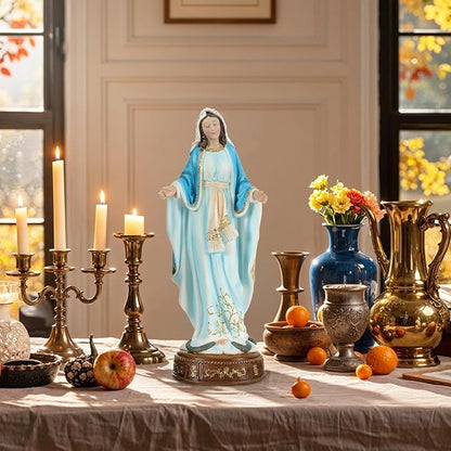 12" H Virgin Mary Staue Catholic, Blessed Mother Mary Statue, Our Lady of Grace Nativity Figurines Church Altar Home Holiday Decor, Inspiring Christmas Decor or Gift for Peace & Love