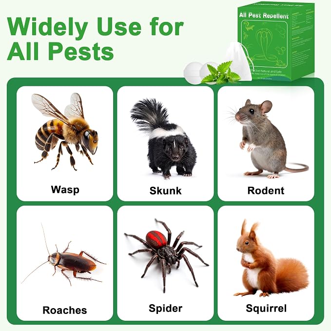24Pack Skunk & Raccoon Repellent Outdoor - Natural Animal Deterrent for Yard, Garden, Trash Cans, Attic, Patio, Garage, Long Lasting Outdoor Repellent