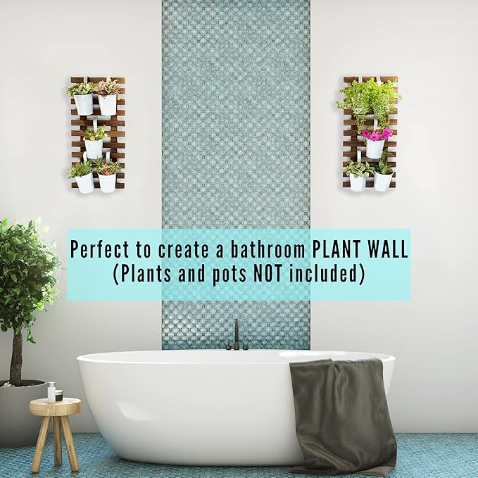 ShopLaLa Wall Planter (60cm, 2 Pack) Hanging Planters for Indoor Plants | Wall Mount Plant Stand Ladder Outdoor Vertical Garden Unique Live Orchid Planter Holder Display Large Wall Decor