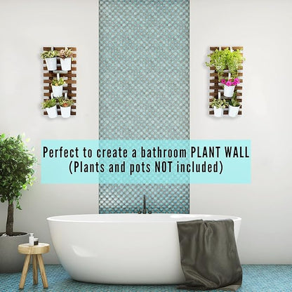ShopLaLa Wall Planter (60cm, 2 Pack) Hanging Planters for Indoor Plants | Wall Mount Plant Stand Ladder Outdoor Vertical Garden Unique Live Orchid Planter Holder Display Large Wall Decor