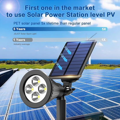 JEJOT 8 Pack Solar Lights Outdoor Waterproof,Warm White Light,2 Lighting Modes,Solar Powered Spotlights for Yard Garden Solar Spot Lights for Flag Landscape Auto On/Off