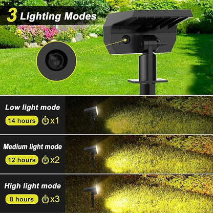 Solar Spot Lights Outdoor, 6 Pack Outdoor Solar Lights for Yard, 4 Lighting Mode Solar Landscape Spotlights with Auto On/Off, Waterproof IP65 Wall Lights for Garden, Walkway (65 LED, Warm White)