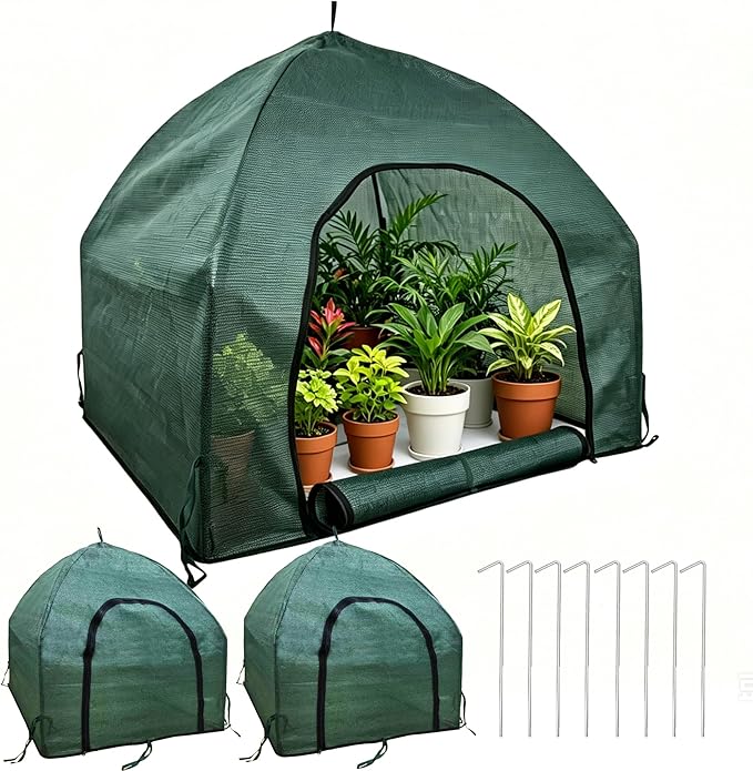 75% Shade Plant Protection Cover for All Seasons, 4.3 * 4.3 * 3 FT Heavy-Duty Garden Tent with Zipper Door, Protect Plants from Sun, Wind, Animals for Summer Shade