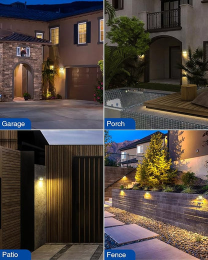 Peasur Solar Lights Outdoor Waterproof, 4Pack 140LED Solar Motion Sensor Wall Lights, 3 Modes Solar Powered Fence Security Lights for Patio Step Deck House Outside(Warm White)