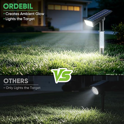 Solar Spotlights Outdoor Waterproof, 76-LED Super Bright Solar Lights Outdoor, 2 Lighting Modes Garden Lights Solar Powered for Pathway Yard Tree Statues- Cool White, 2 Pack