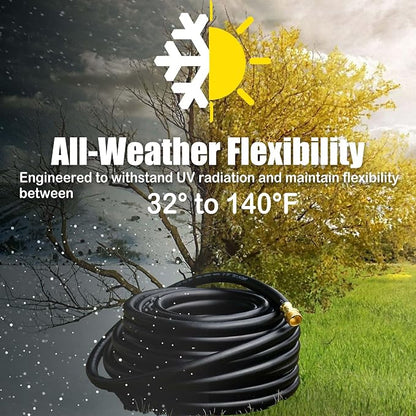 25FT PVC Hybrid Garden Hose, 5/8 in Black Hose, Brass Fittings | Mid-Range Reach for Homeowners Handling Patio, Driveway, Car Wash, Small-Yard and Garden Watering