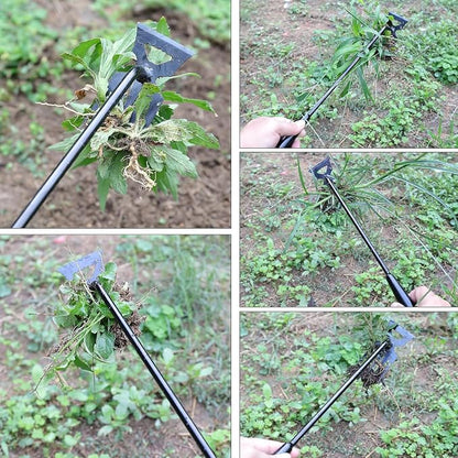 Weed Removal Tool, New Garden Weeding Tools Manganese Steel Hand Weeder Tool with Handle, 5 Teethes Dual Purpose Manual Weeders Tool Weed Tool for Garden (Black)
