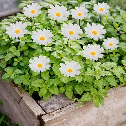 20pcs Daisy Flower Stakes 12Inch Garden Stakes Decoration Yard Lawn Ornaments Waterproof Flower Pot Indoor Outdoor Yard Stakes for Signs