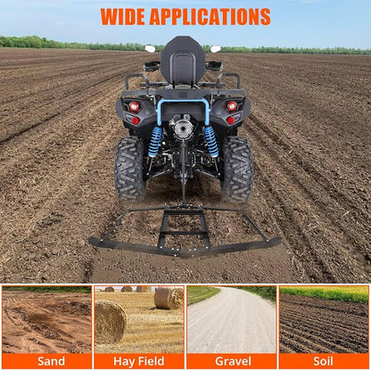 Hipicute Driveway Drag 74" Drag Harrow Driveway Grader Steel Tow Behind Lawn Rake with Adjustable Bars, Driveway Tractor Harrow Driveway Grader for ATVs, UTVs,Tractor, Mower