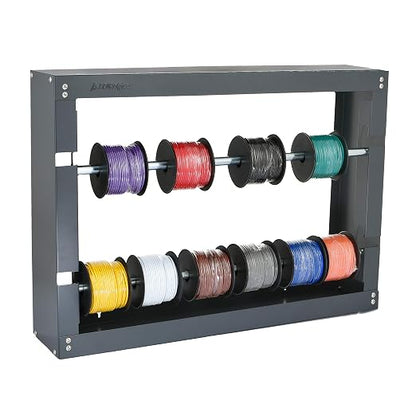 AdirPro Wire Spool Rack, 2-Rod | Heavy-Duty Wire & Cable Dispenser | Conduit Display & Storage for Electrical, Industrial & Retail Use | Grey