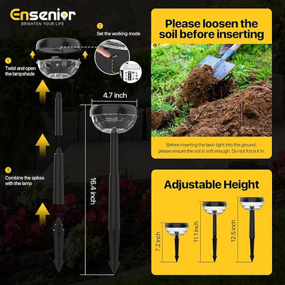 Ensenior 10-Pack Solar Lights Outdoor, Auto ON/Off 6500K LED Solar Garden Lights for Pathway, Yard, Patio, Walkway, Flower Bed, Halloween Christmas Landscape Lighting, IP65 Waterproof, Flag Lights