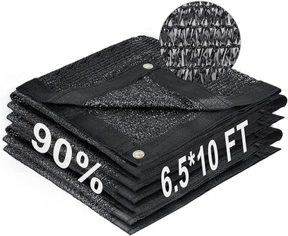 LOVE STORY 6.5x10FT 90% Black Garden Shade Cloth, Sun Shade Cover Net Mesh Tarp with Grommets, Sunblock Net for Garden,Greenhouse,Plants and Patio
