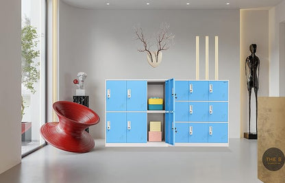 MECOLOR 9 Door Metal Office Storage Locker Cabinet, Gym School and Home Locker,Metal Locker Storage for Employee Staff or Workers(Blue)
