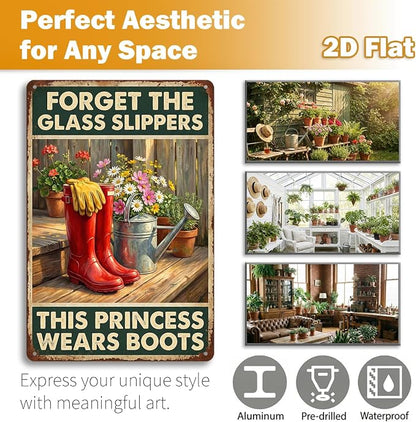 Garden Decor Sign This Princess Wears Boots Wall Art | Garden Enthusiasts • Porch Patio Display • Garden Theme • Rustic Farmhouse Style • UV Printed • 8x12 Inch
