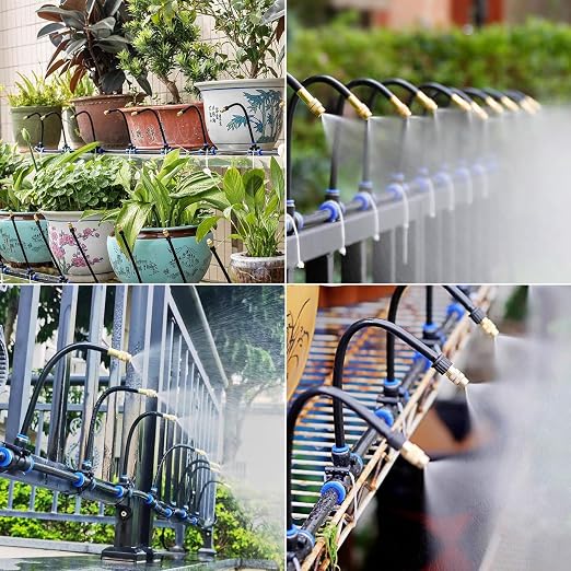 49.21Ft Drip Irrigation System, 360° Bendable Drip Irrigation Kit Automatic Irrigation System for Garden, Adjustable Garden Watering Misting System for Greenhouse, Yard, Lawn, Plant